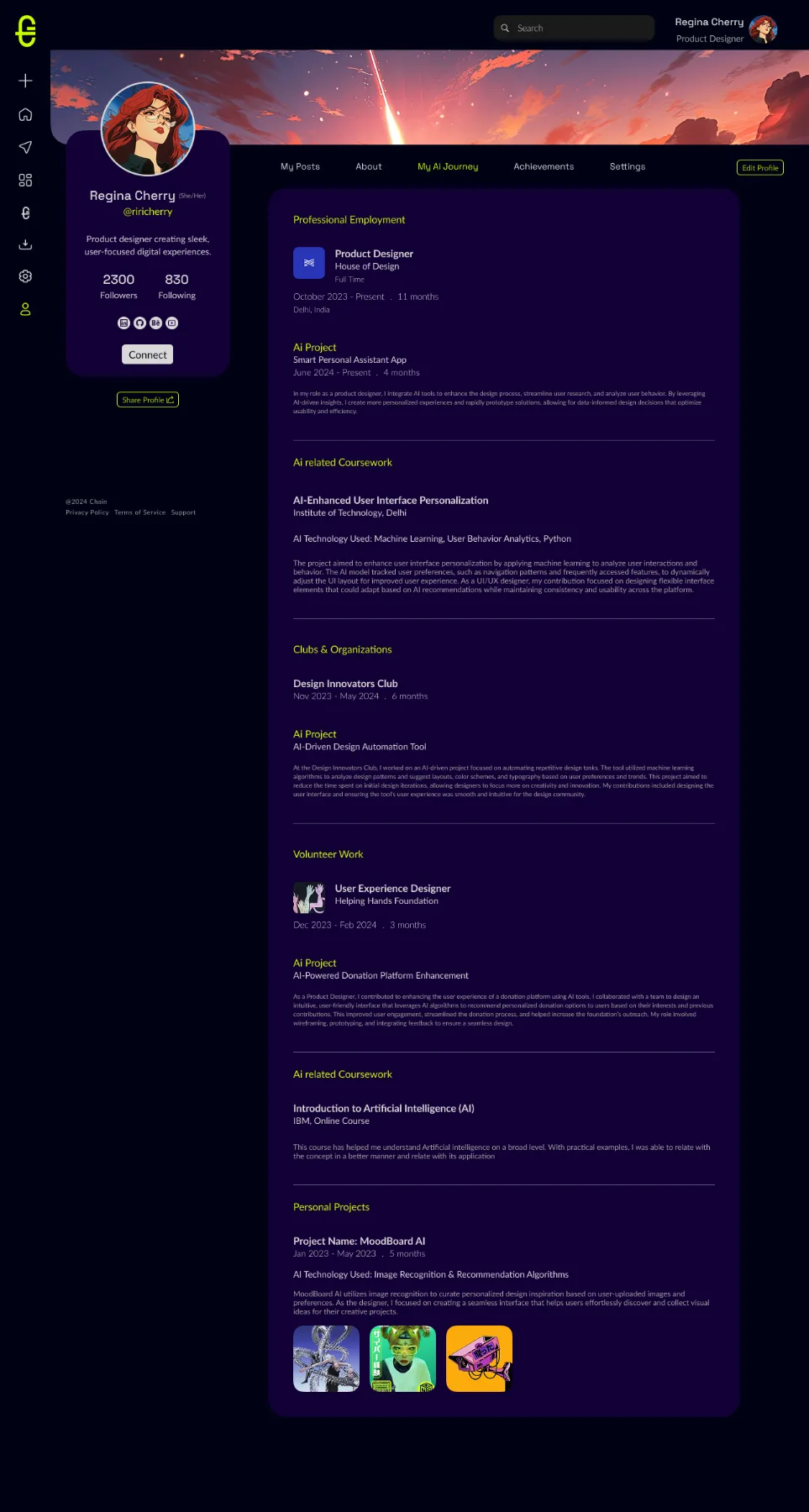 Member profile, AI Journey