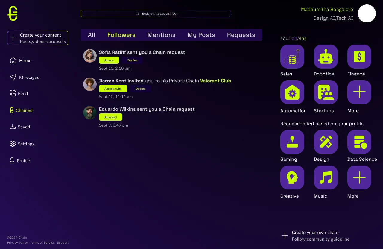 Chain requests and invites